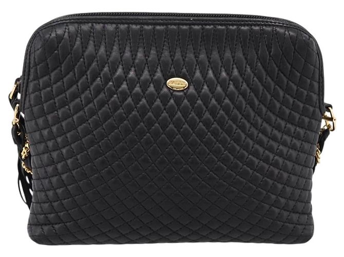Bally Schultertasche mit Kette aus Leder Schwarz Goldfarben Auth BA16143 - Ansicht 13