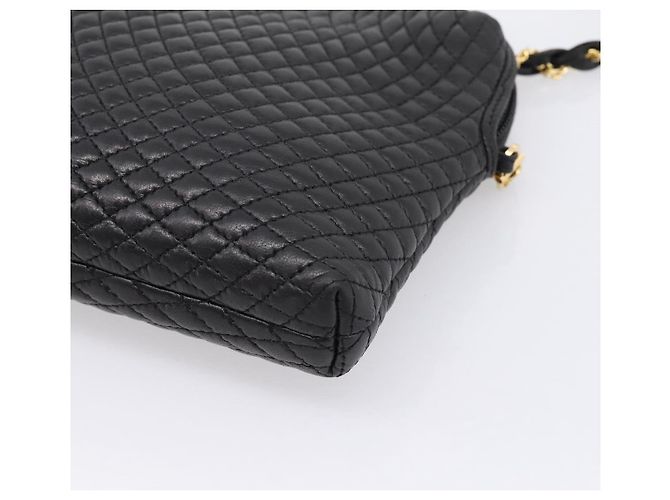 Bally Schultertasche mit Kette aus Leder Schwarz Goldfarben Auth BA16143 - Ansicht 14