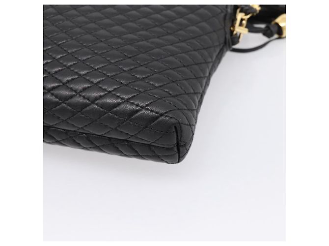 Bally Schultertasche mit Kette aus Leder Schwarz Goldfarben Auth BA16143 - Ansicht 16