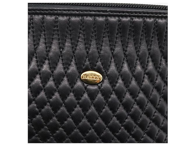 Bally Schultertasche mit Kette aus Leder Schwarz Goldfarben Auth BA16143 - Ansicht 18