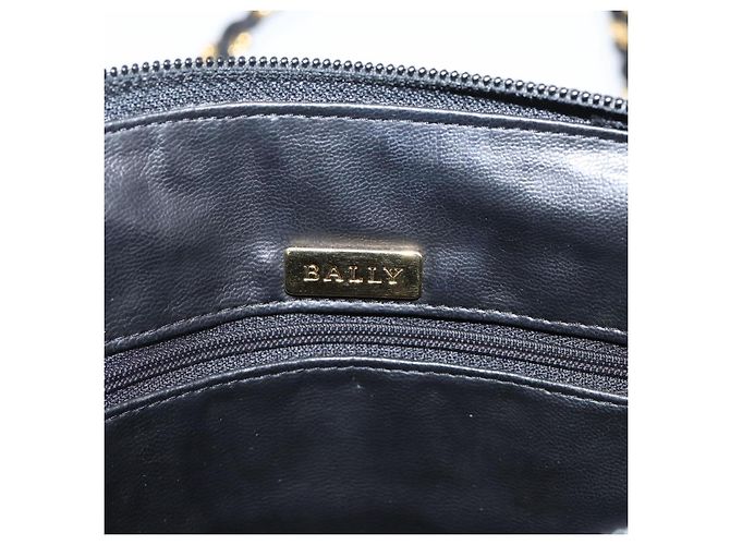 Bally Schultertasche mit Kette aus Leder Schwarz Goldfarben Auth BA16143 - Ansicht 19