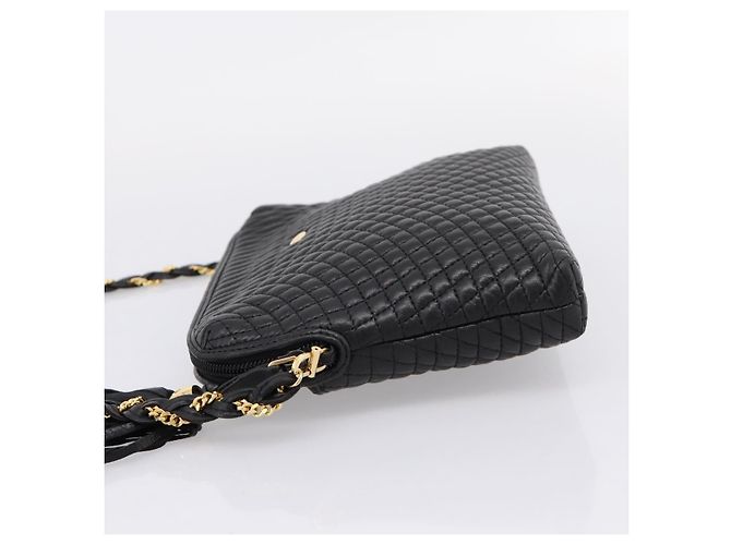 Bally Schultertasche mit Kette aus Leder Schwarz Goldfarben Auth BA16143 - Ansicht 3