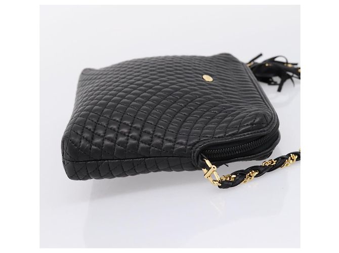 Bally Schultertasche mit Kette aus Leder Schwarz Goldfarben Auth BA16143 - Ansicht 4