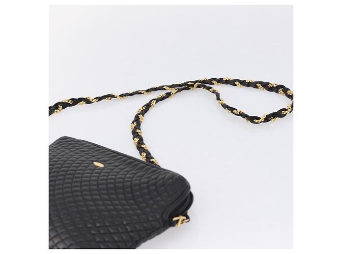 Bally Schultertasche mit Kette aus Leder Schwarz Goldfarben Auth BA16143 - Ansicht 8