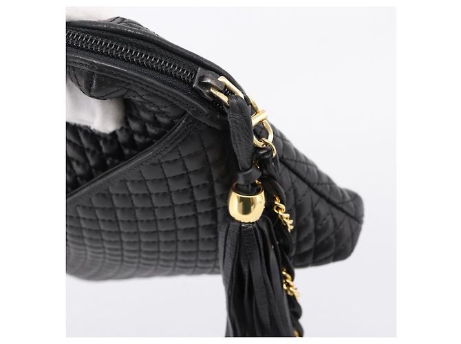 Bally Schultertasche mit Kette aus Leder Schwarz Goldfarben Auth BA16143 - Ansicht 9
