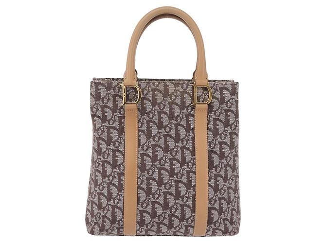 Borsa a mano Christian Dior Trotter Canvas Marrone Oro Auth ka6338V D'oro - vista 13