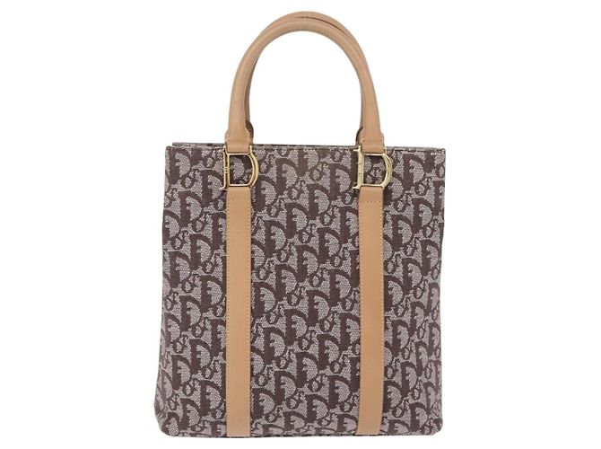 Borsa a mano Christian Dior Trotter Canvas Marrone Oro Auth ka6338V D'oro - vista 2