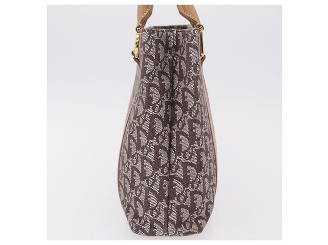 Borsa a mano Christian Dior Trotter Canvas Marrone Oro Auth ka6338V D'oro - vista 3