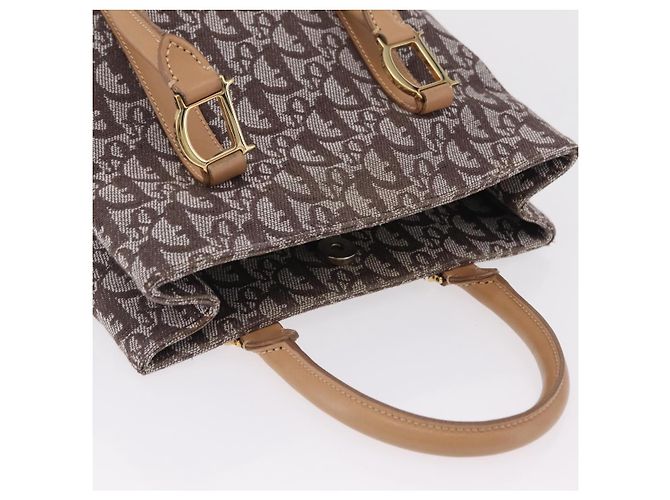 Borsa a mano Christian Dior Trotter Canvas Marrone Oro Auth ka6338V D'oro - vista 6