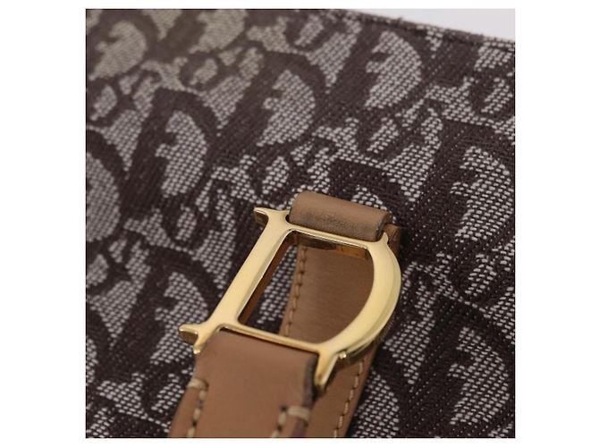 Borsa a mano Christian Dior Trotter Canvas Marrone Oro Auth ka6338V D'oro - vista 9