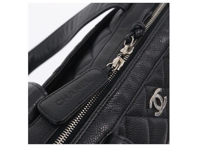 CHANEL Handtasche Caviar Skin Black Gold Tone CC Auth mr3003V Schwarz - Ansicht 9