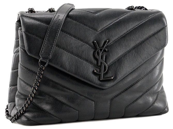 Autre Marque SAINT LAURENT - Borsa a tracolla Loulou Small Saint Laurent in pelle liscia nera Nero - vista 2