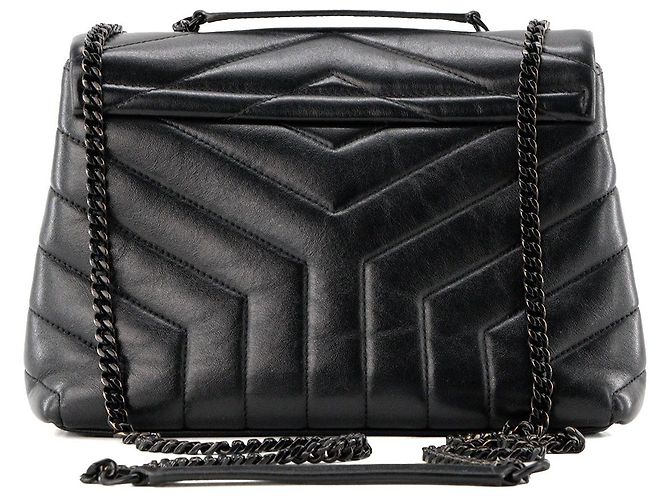 Autre Marque SAINT LAURENT - Borsa a tracolla Loulou Small Saint Laurent in pelle liscia nera Nero - vista 3