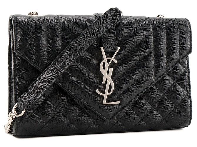 Autre Marque SAINT LAURENT - Borsa a tracolla Envelope Small Saint Laurent in pelle grana grossa nera Nero - vista 2