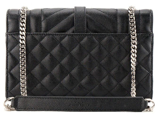 Autre Marque SAINT LAURENT - Borsa a tracolla Envelope Small Saint Laurent in pelle grana grossa nera Nero - vista 3