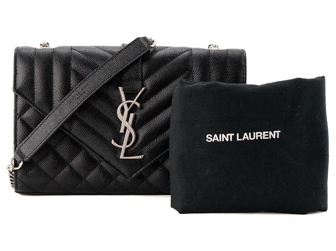 Autre Marque SAINT LAURENT - Borsa a tracolla Envelope Small Saint Laurent in pelle grana grossa nera Nero - vista 8