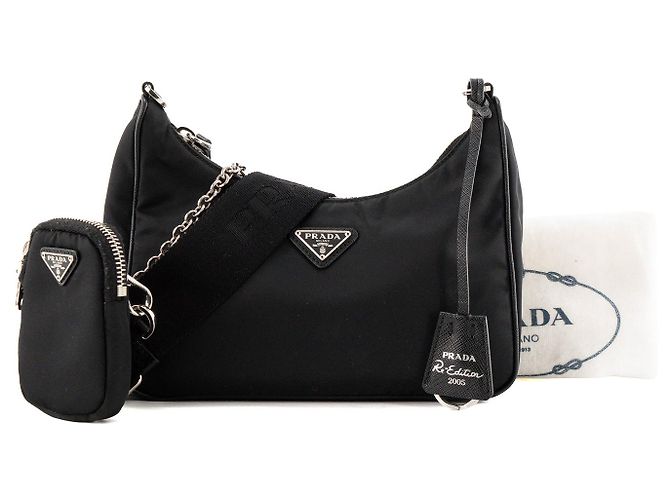 PRADA - Borsa a tracolla Re-Edition 2005 Prada in Re-nylon e pelle saffiano nera Nero - vista 10