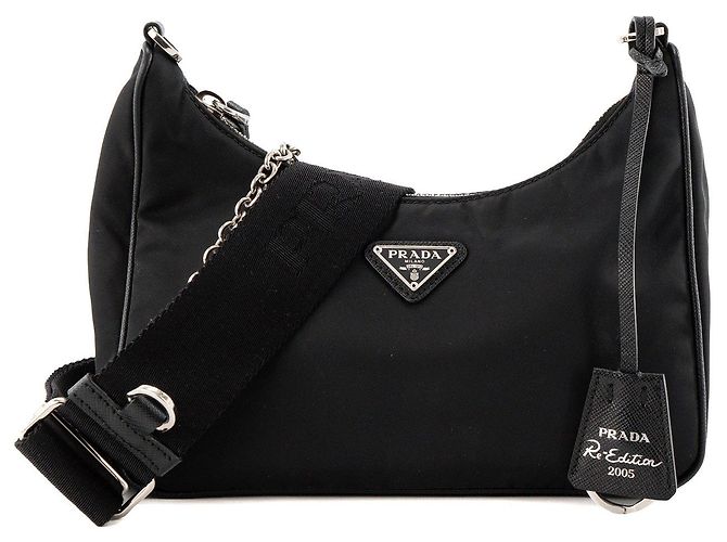 PRADA - Borsa a tracolla Re-Edition 2005 Prada in Re-nylon e pelle saffiano nera Nero - vista 2