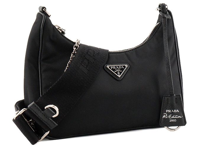 PRADA - Borsa a tracolla Re-Edition 2005 Prada in Re-nylon e pelle saffiano nera Nero - vista 3
