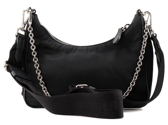 PRADA - Borsa a tracolla Re-Edition 2005 Prada in Re-nylon e pelle saffiano nera Nero - vista 4