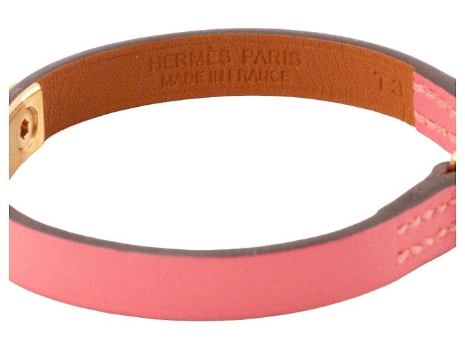 HERMÈS - Bracciale Rivale Hermès in pelle liscia rosa (T3) - vista 3