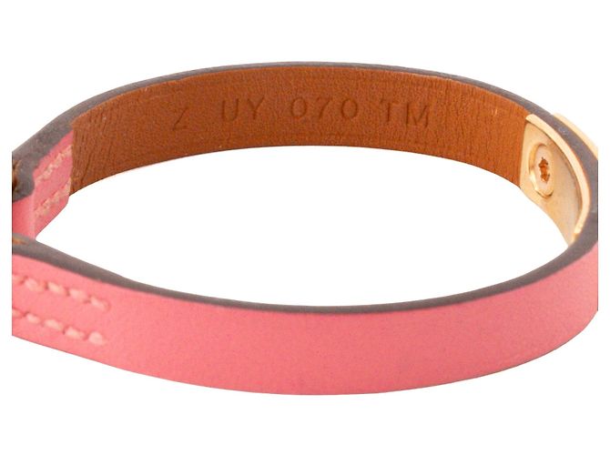 HERMÈS - Bracciale Rivale Hermès in pelle liscia rosa (T3) - vista 4