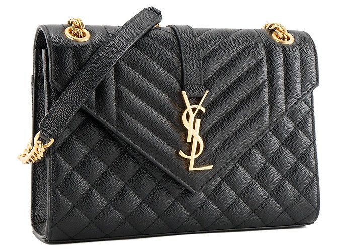 Autre Marque SAINT LAURENT - Borsa a tracolla Envelope Medium Saint Laurent in pelle grana grossa nera Nero - vista 2