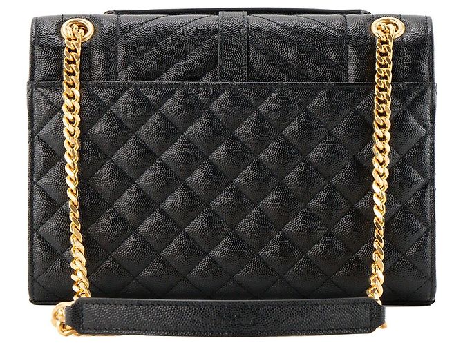 Autre Marque SAINT LAURENT - Borsa a tracolla Envelope Medium Saint Laurent in pelle grana grossa nera Nero - vista 3