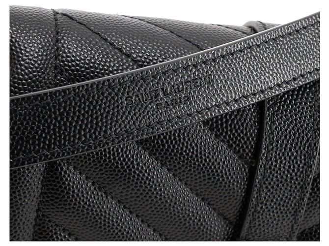 Autre Marque SAINT LAURENT - Borsa a tracolla Envelope Medium Saint Laurent in pelle grana grossa nera Nero - vista 5