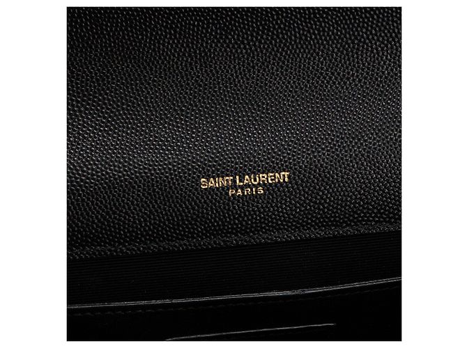 Autre Marque SAINT LAURENT - Borsa a tracolla Envelope Medium Saint Laurent in pelle grana grossa nera Nero - vista 6
