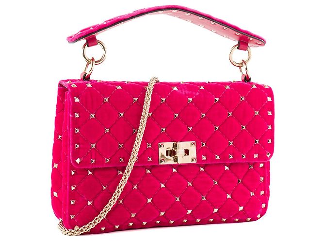 Valentino Garavani VALENTINO - Borsa a tracolla Valentino Rockstud Spike in velluto rosa - vista 2