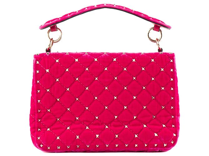 Valentino Garavani VALENTINO - Borsa a tracolla Valentino Rockstud Spike in velluto rosa - vista 3