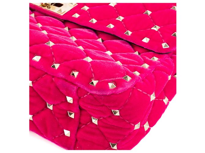 Valentino Garavani VALENTINO - Borsa a tracolla Valentino Rockstud Spike in velluto rosa - vista 5