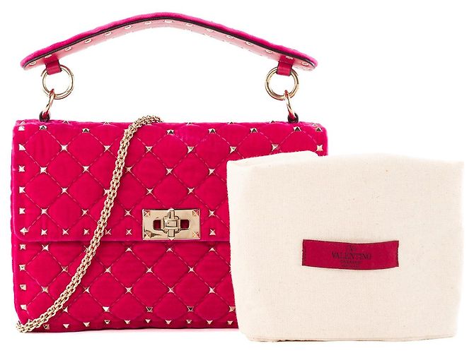 Valentino Garavani VALENTINO - Borsa a tracolla Valentino Rockstud Spike in velluto rosa - vista 8