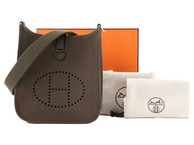 HERMÈS - Borsa a tracolla Evelyne 16 in pelle clémence kaki Cachi - vista 7