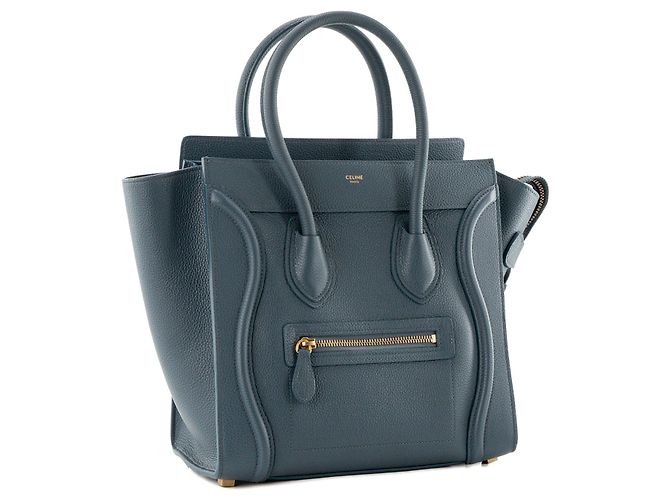 Céline CELINE - Borsa a mano Luggage Micro Celine in pelle grana blu canard - vista 2