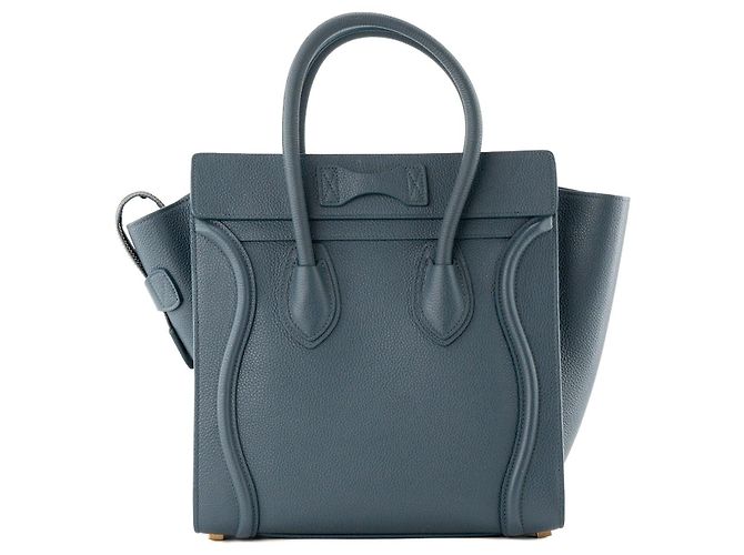 Céline CELINE - Borsa a mano Luggage Micro Celine in pelle grana blu canard - vista 3