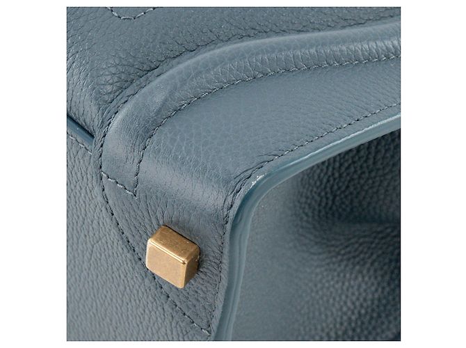 Céline CELINE - Borsa a mano Luggage Micro Celine in pelle grana blu canard - vista 5