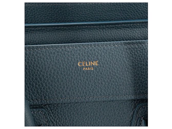 Céline CELINE - Borsa a mano Luggage Micro Celine in pelle grana blu canard - vista 6