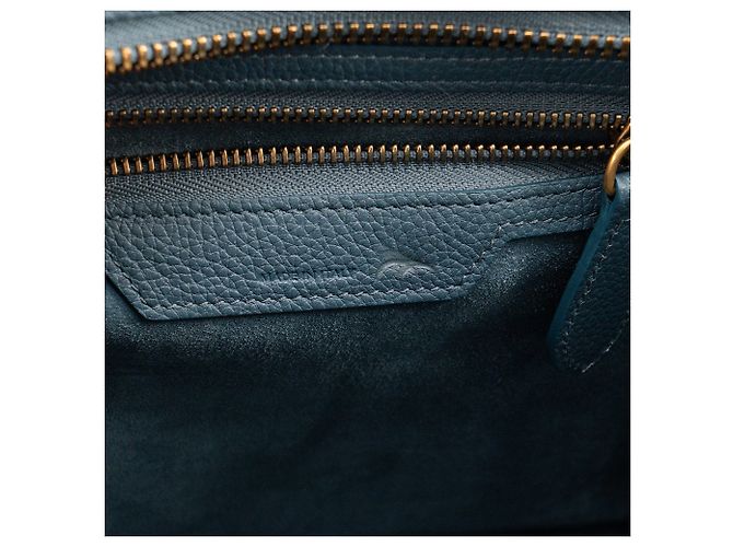 Céline CELINE - Borsa a mano Luggage Micro Celine in pelle grana blu canard - vista 7