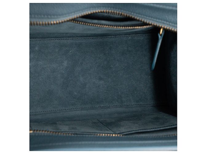 Céline CELINE - Borsa a mano Luggage Micro Celine in pelle grana blu canard - vista 8