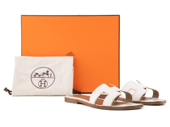 HERMÈS - Sandali Oran Hermès in pelle bianca (T35) Bianco - vista 6