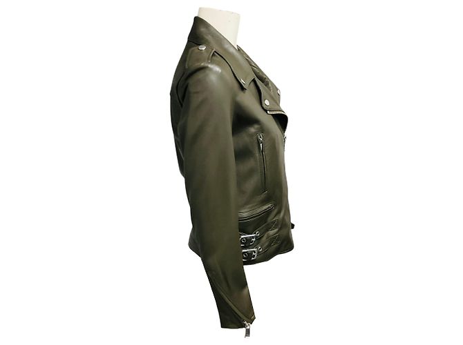 Autre Marque Giacca Moto Frame in pelle di agnello Deep Moss Verde - vista 2