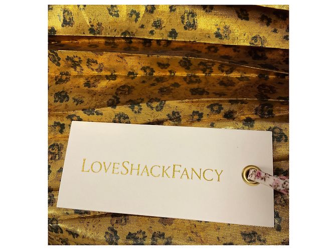 Autre Marque Falda midi plisada Lotty LoveShackFancy Gold Metallic en Safari Dorado - vista 5