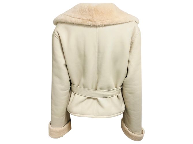 Autre Marque Fleurette Pearl Shearling-Jacke mit Gürtel Beige - Ansicht 3