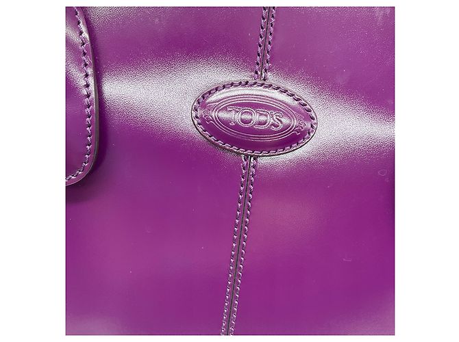 Borsa tote Tod's in pelle lucida viola con doppio manico superiore - vista 10