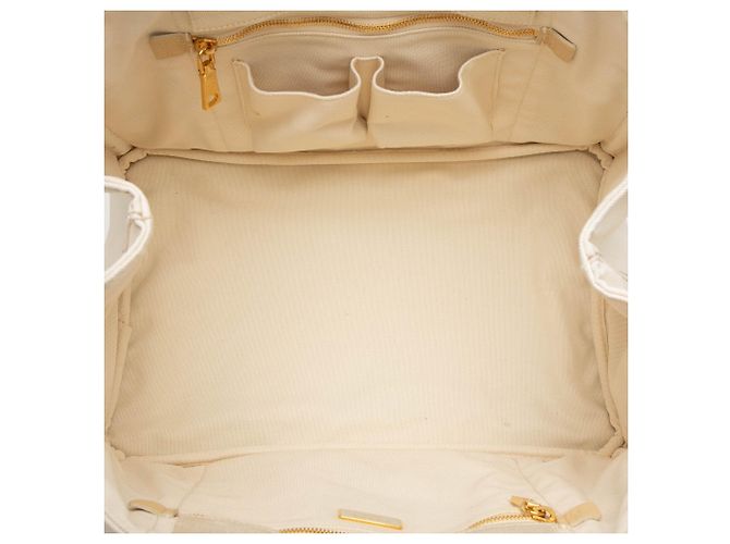 Borsa Tote Satchel Prada Large Canvas Canapa Logo Bianca Bianco - vista 4