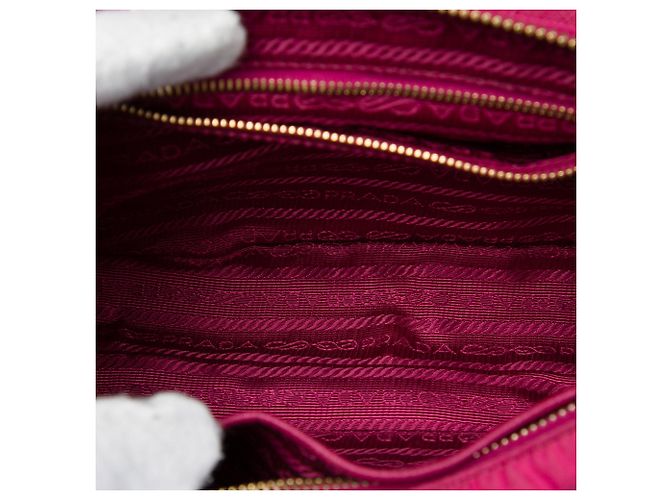 Borsa a tracolla Prada in Tessuto con rifiniture in Saffiano e catena, Rosa - vista 4