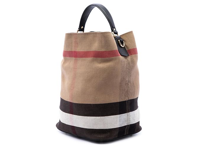 Borsa a secchiello satchel Burberry Ashby Medium Mega Check Canvas Marrone - vista 2
