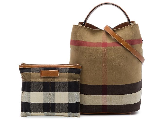 Borsa Secchiello Ashby Burberry Medium Mega Check Canvas Marrone - vista 7